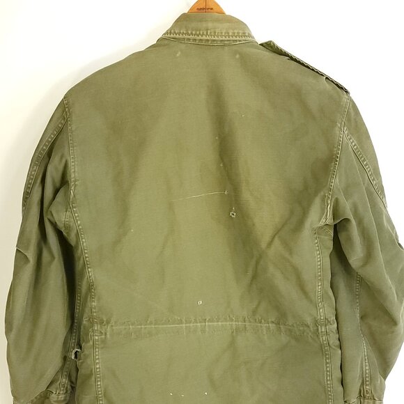 Vtg Military Coat Man's Small? OD Green 50s Distressed Thrashed - Picture 5 of 16